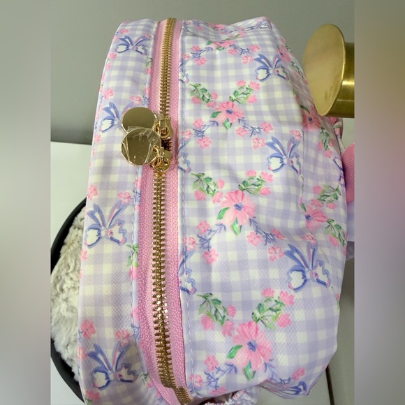 Kawaii Cottagecore Floral Gingham Bow Backpack Pink‎ Blue 15”x12”x5” NWT - Picture 6 of 10